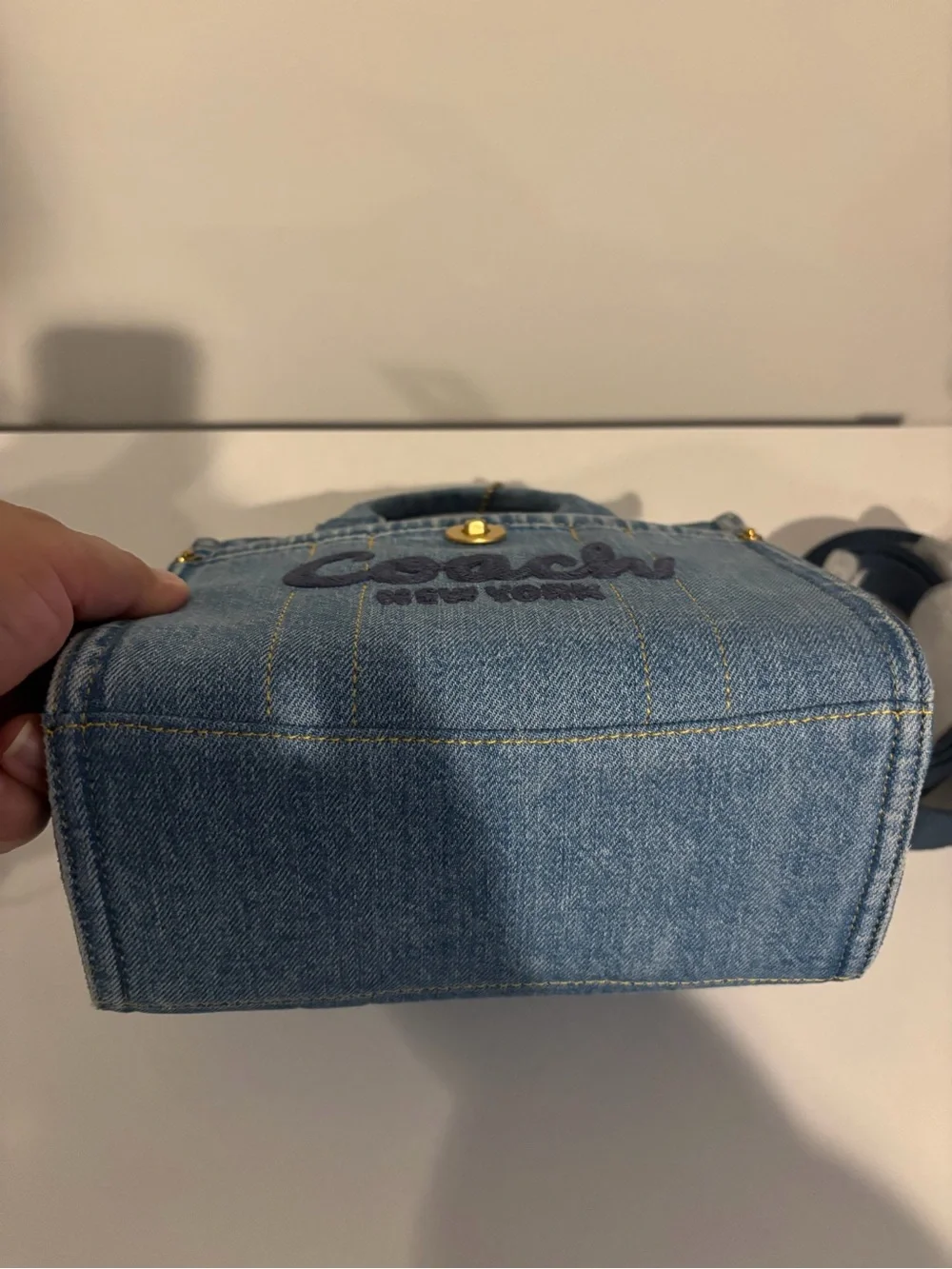 Coach Denim Mini Tote in Blue with Gold Tag